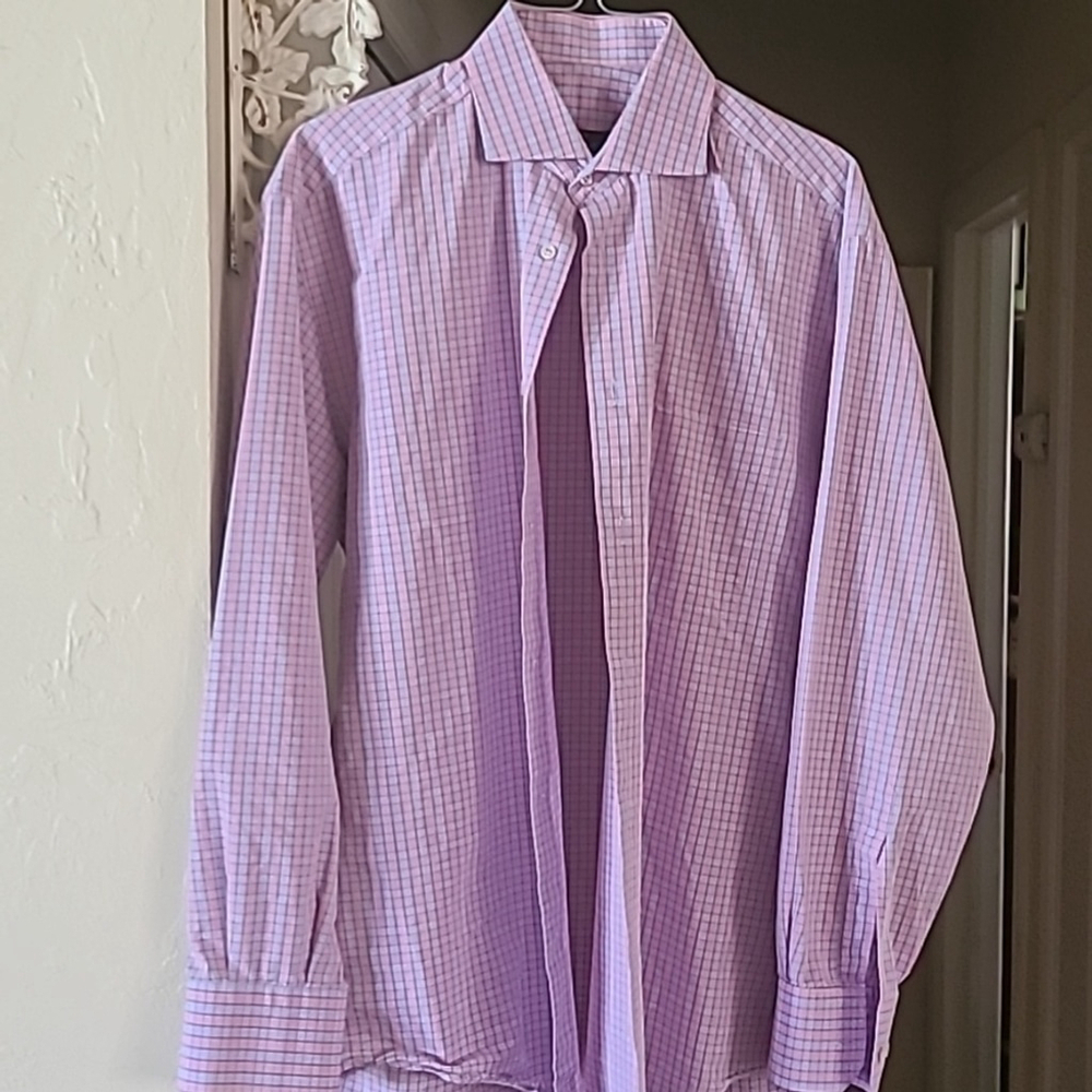 TURRAU men's button down with pocket plaid size M. Made in Spain(#1431)